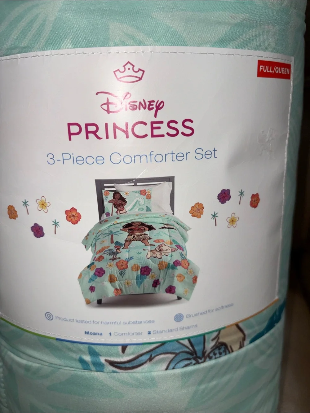 Disney Princess Moana Aqua Floral 3-Piece Comforter Set